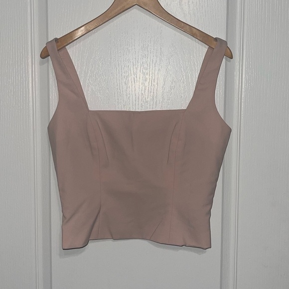 NEW Bill Blass Tearose Sculpted Tank Elegant Sleeveless Top Square Neck Sz 6 - Picture 2 of 8